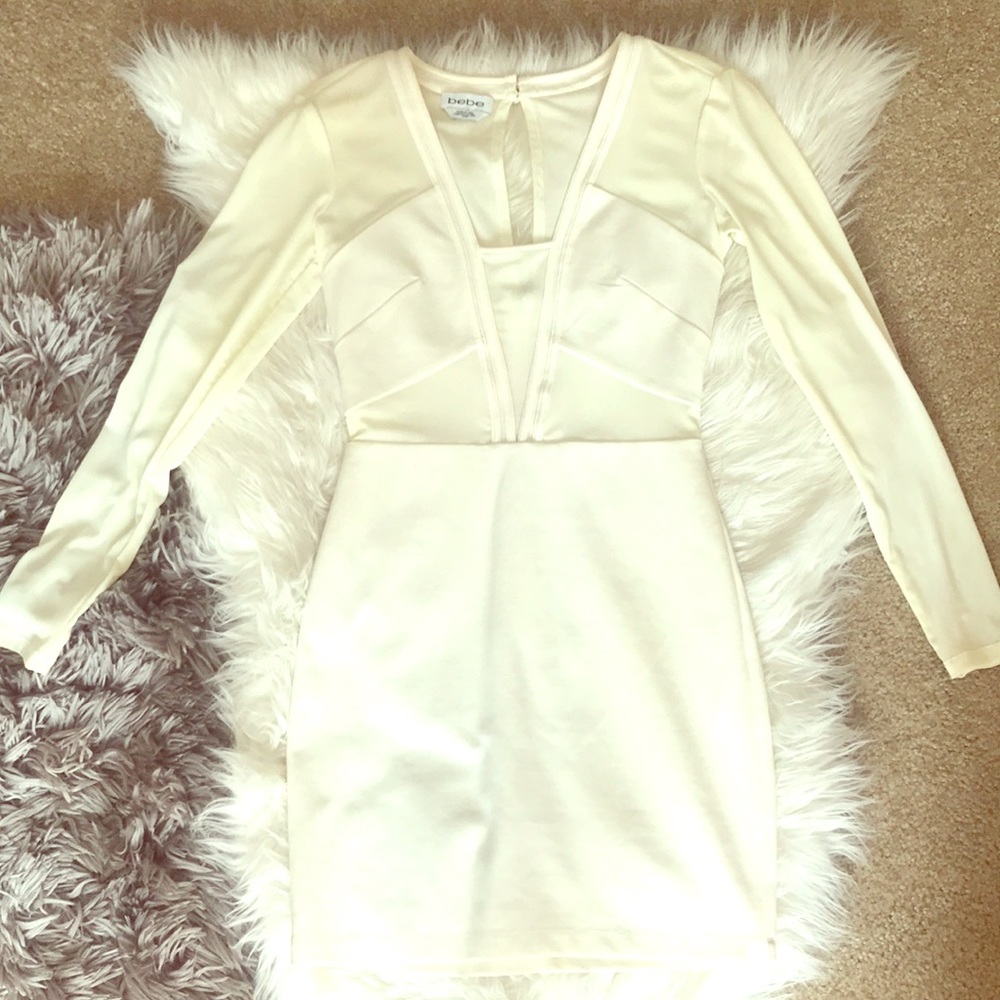White Bebe sheer bodycon dress!